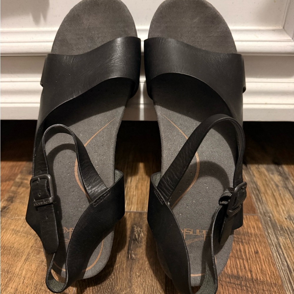Dansko Black Leather Slingback Sandals
